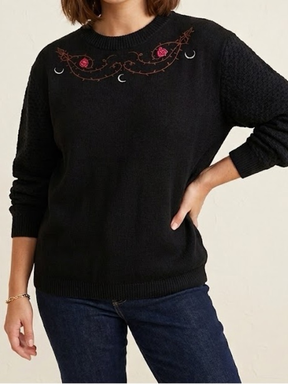 Disturbia Rose Thorn Black Knit Sweater Large